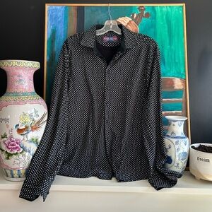 English Laundry Black and White Floral Dot Blouse L